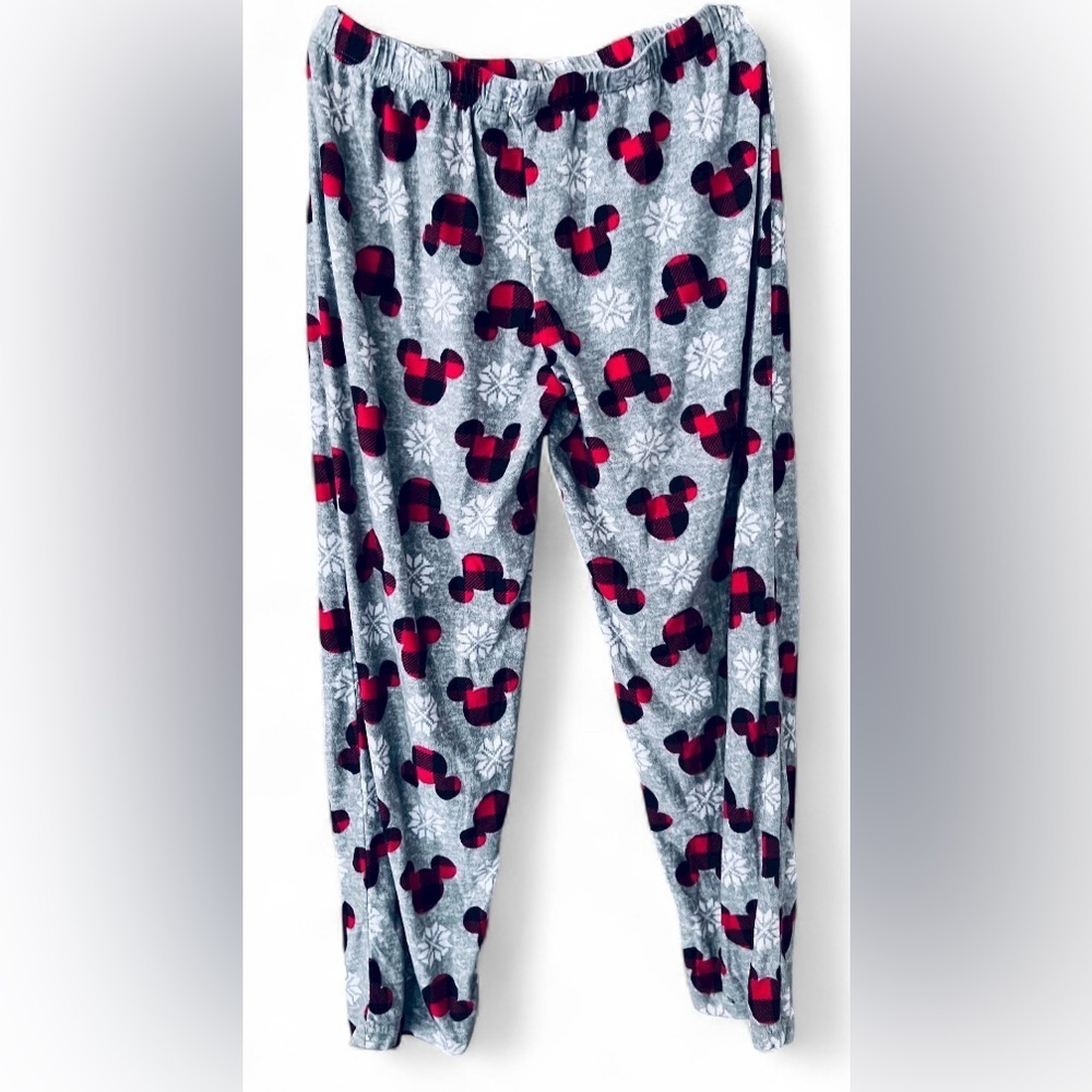Women’s Disney Gray Red Buffalo Check Mickey Mouse Pajama Pants/XL - Picture 3 of 5